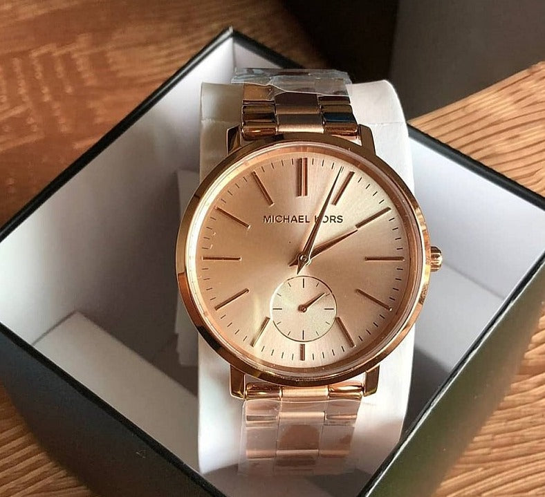  Shop Authentic Michael Kors Jaryn Quartz Rose Gold Dial Rose Gold Steel Strap Watch For Women - MK3501 - Luxxuri