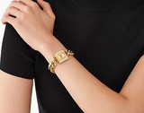  Shop Authentic Michael Kors Chain Lock Pave Gold Dial Gold Steel Strap Watch For Women - MK4711 - Luxxuri