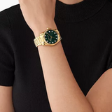  Shop Authentic Michael Kors Lexington Three Hand Green Dial Gold Steel Strap Watch For Women - MK7449 - Luxxuri