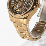  Shop Authentic Fossil Rye Automatic Skeleton Gold Dial Gold Steel Strap Watch for Women - BQ3755 - Luxxuri