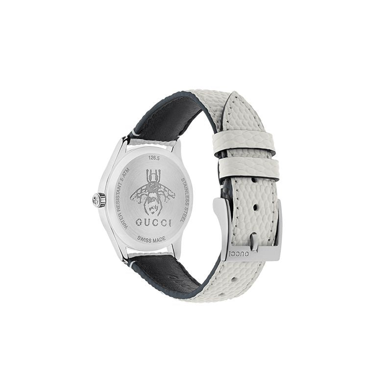  Shop Authentic Gucci G-Timeless Mother of Pearl White Dial White Leather Strap Watch For Women - YA126597 - Luxxuri