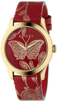  Shop Authentic Gucci G Timeless Quartz Red Dial Red Leather Strap Watch For Women - YA1264054 - Luxxuri