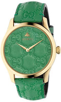  Shop Authentic Gucci G Timeless Quartz Green Dial Green Leather Strap Watch For Women - YA1264099 - Luxxuri