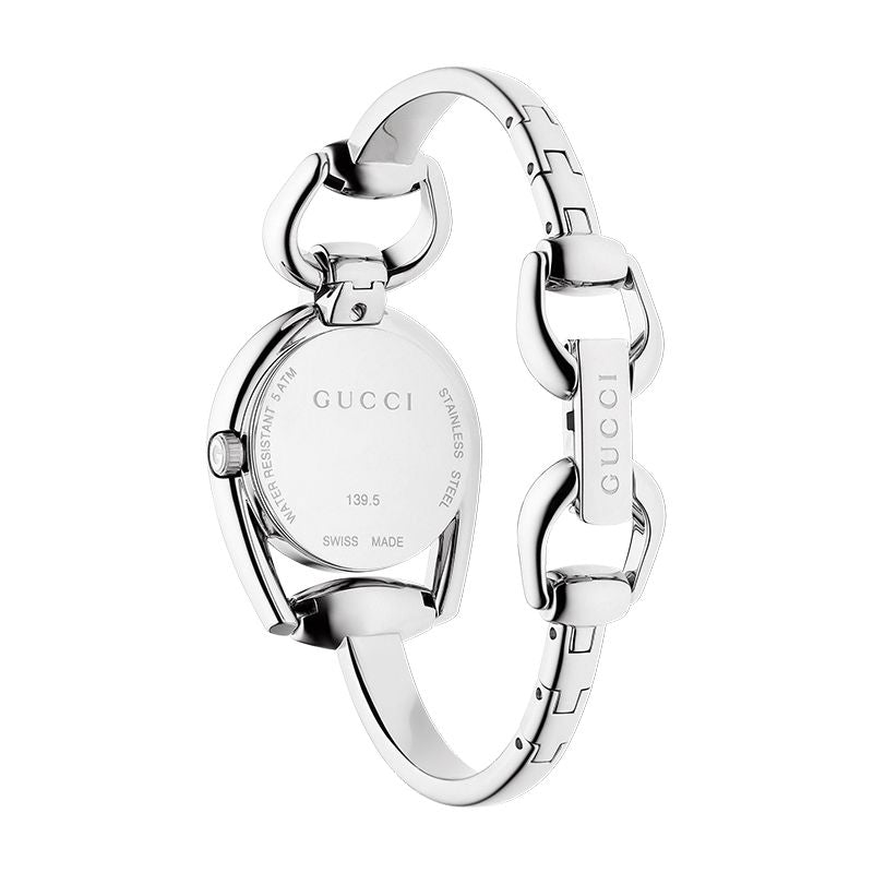  Shop Authentic Gucci Horsebit Collection Diamonds Mother of Pearl Dial Silver Steel Strap Watch For Women - YA139506 - Luxxuri