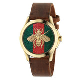  Shop Authentic Gucci G Timeless Quartz Two Tone Dial Brown Leather Strap Watch For Men - YA126451B - Luxxuri