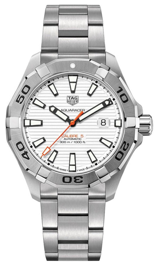  Shop Authentic Tag Heuer Aquaracer Calibre 5 Automatic White Dial Silver Steel Strap Watch for Men - WAY2013.BA0927 - Luxxuri