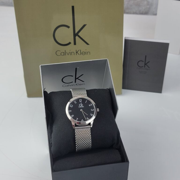  Shop Authentic Calvin Klein Minimal Black Dial Silver Mesh Bracelet Watch for Women - K3M52151 - Luxxuri