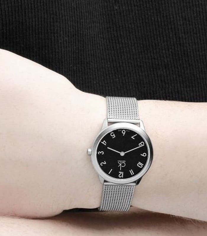  Shop Authentic Calvin Klein Minimal Black Dial Silver Mesh Bracelet Watch for Women - K3M52151 - Luxxuri