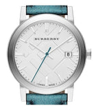  Shop Authentic Burberry White Dial Turquoise Leather Strap Watch for Women - BU9120 - Luxxuri