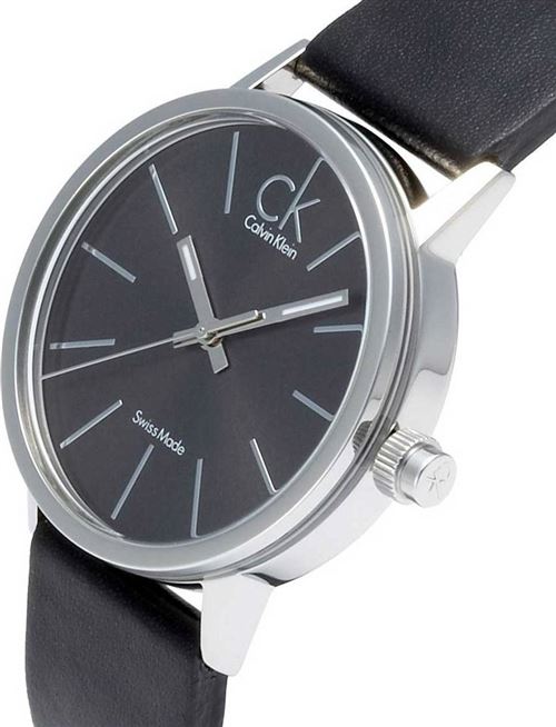 Shop Authentic Calvin Klein Minimal Black Dial Black Leather Strap Watch for Men - K7621107 - Luxxuri
