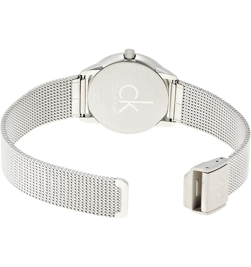  Shop Authentic Calvin Klein Minimal Grey Dial Silver Mesh Bracelet Watch for Women - K3M53154 - Luxxuri