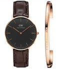  Shop Authentic Daniel Wellington Classic York Black Dial Brown Leather Strap Watch For Women - DW00100140 - Luxxuri