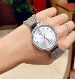  Shop Authentic Guess Chiffon Silver Dial Silver Mesh Bracelet Watch For Women - W1083L1 - Luxxuri