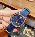  Shop Authentic Guess Marina Chronograph Blue Dial Blue Denim Strap Watch For Women - W1057L1 - Luxxuri