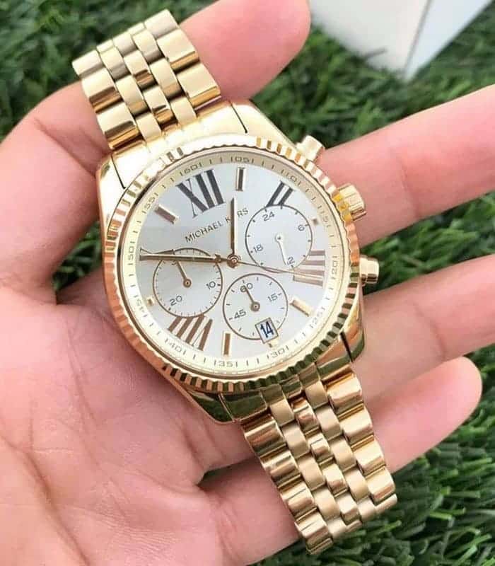  Shop Authentic Michael Kors Lexington Chronograph Gold Dial Gold Steel Strap Watch for Women - MK5556 - Luxxuri
