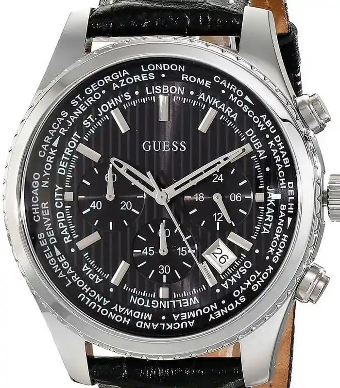  Shop Authentic Guess Persuit Multifunction Black Dial Black Leather Strap Watch for Men - W0500G2 - Luxxuri