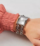  Shop Authentic Guess Mod Heavy Metal Silver Dial Silver Steel Strap Watch For Women - W1117L1 - Luxxuri