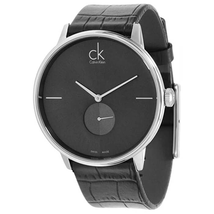 Shop Authentic Calvin Klein Accent Black Dial Black Leather Strap Watch for Men - K2Y211C3 - Luxxuri