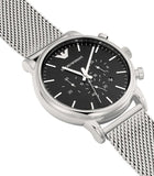  Shop Authentic Emporio Armani Classic Chronograph Black Dial Silver Mesh Bracelet Watch For Men - AR1808 - Luxxuri