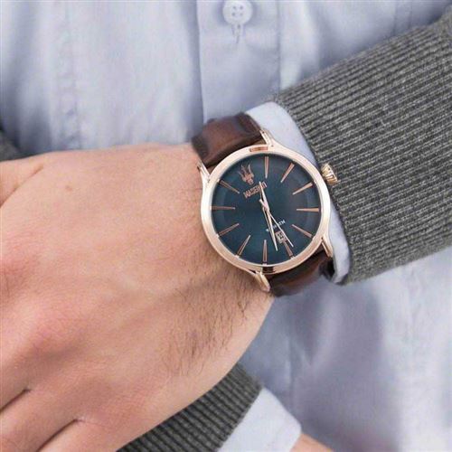  Shop Authentic Maserati Epoca Blue Dial Brown Leather Strap Watch For Men - R8851118001 - Luxxuri