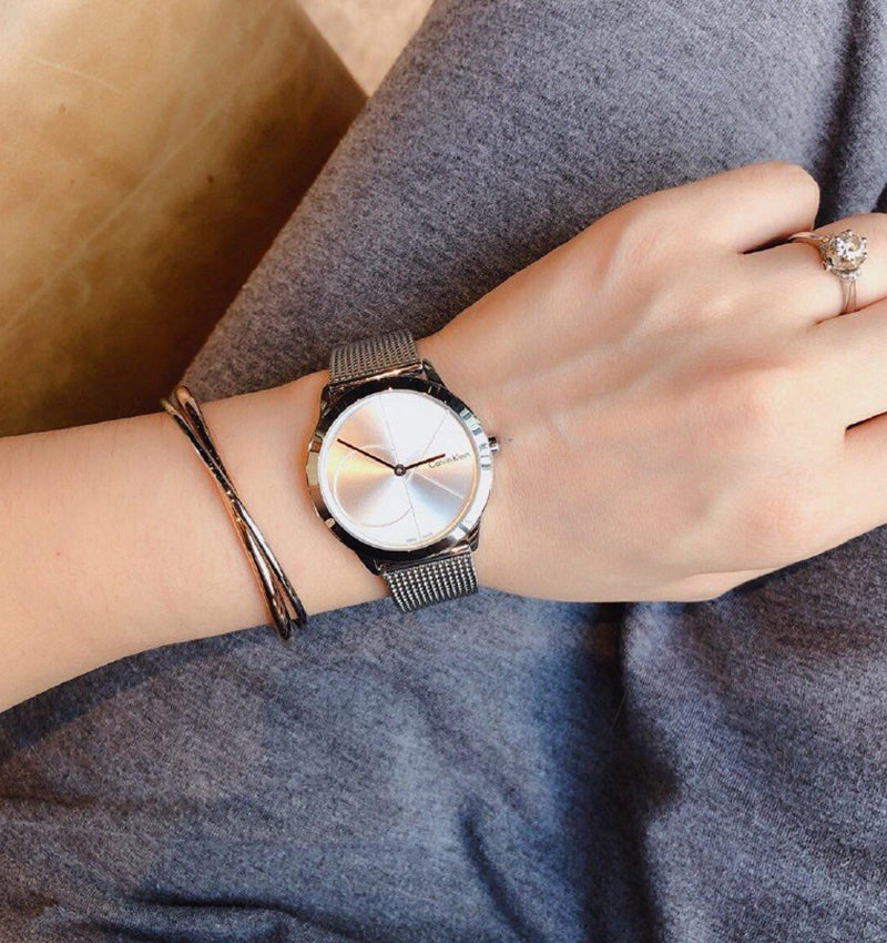  Shop Authentic Calvin Klein Minimal Silver Dial Silver Mesh Bracelet Watch for Men - K3M2112Z - Luxxuri