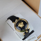  Shop Authentic Versace Palazzo Empire Black Dial Black Leather Strap Watch for Women - VCO020017 - Luxxuri