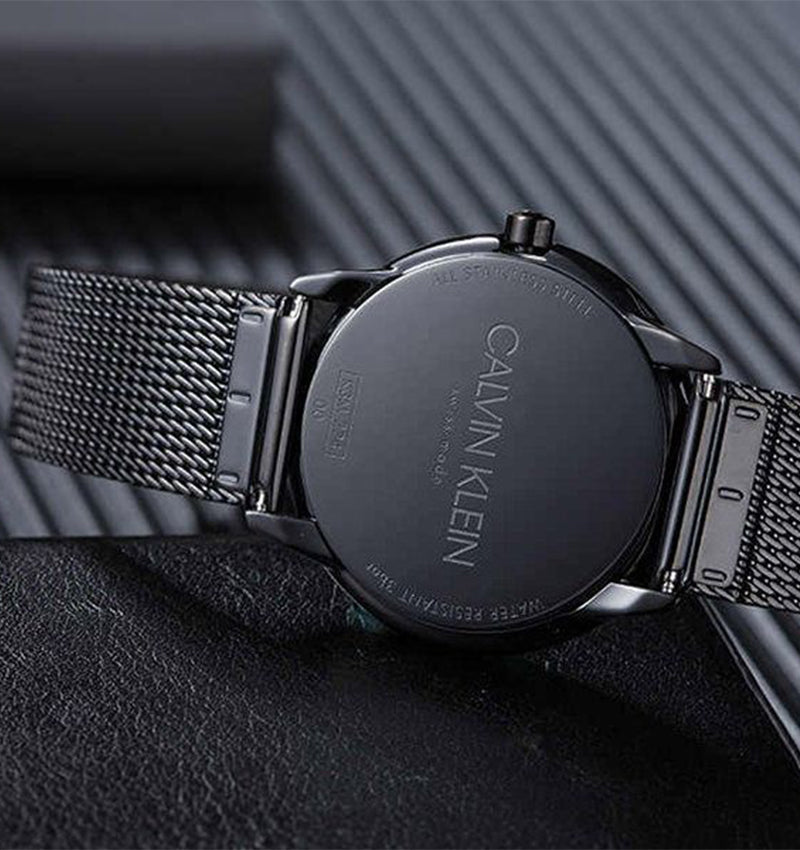  Shop Authentic Calvin Klein Minimal Black Dial Black Mesh Bracelet Watch for Men - K3M224B1 - Luxxuri