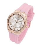  Shop Authentic Guess Cosmo Diamonds Silver Dial Pink Silicone Strap Watch for Women - GW0034L3 - Luxxuri