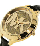  Shop Authentic Michael Kors Slim Runway Quartz Gold Dial Black Leather Strap Watch For Women - MK2392 - Luxxuri