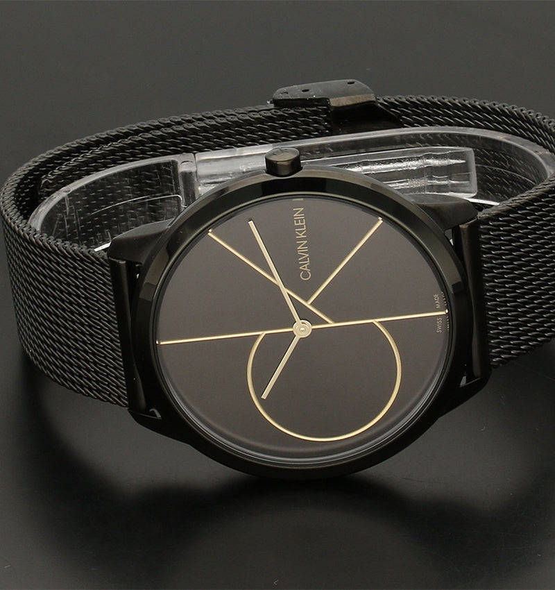  Shop Authentic Calvin Klein Minimal Black Dial Black Mesh Bracelet Watch for Men - K3M214X1 - Luxxuri