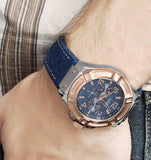  Shop Authentic Guess Rigor Analog Blue Dial Blue Denim Strap Watch For Men - W0040G6 - Luxxuri