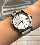  Shop Authentic Burberry The City Nova Silver Dial White Leather Strap Watch for Women - BU9022 - Luxxuri