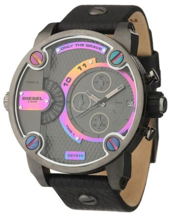  Shop Authentic Diesel Badass Chronograph Anthracite Dial Black Leather Strap Watch For Men - DZ7270 - Luxxuri