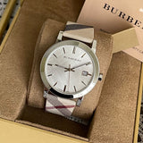  Shop Authentic Burberry The City Nova White Dial Checked Brown Leather Strap Watch for Men - BU9357 - Luxxuri