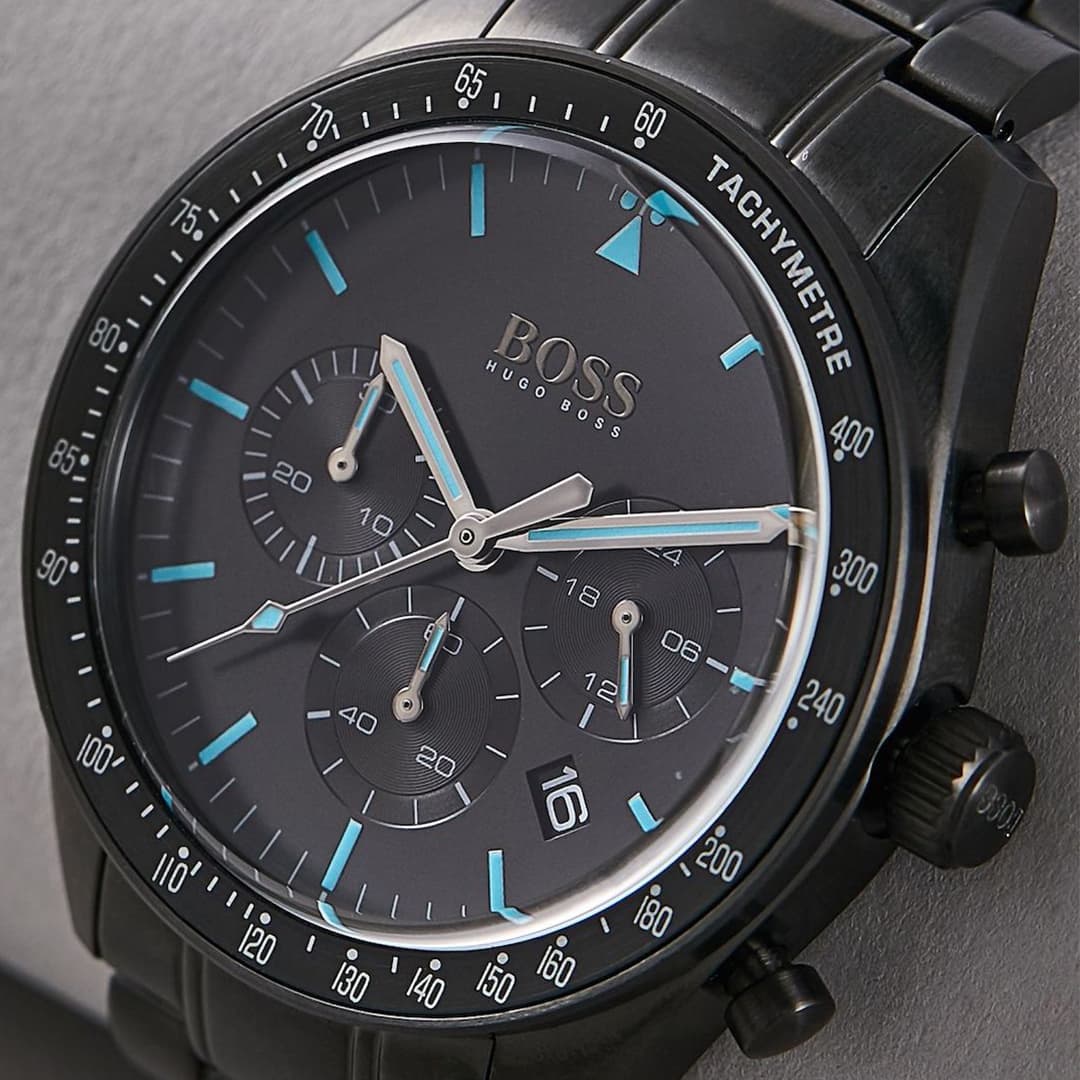  Shop Authentic Hugo Boss Trophy Black Dial Black Steel Strap Watch for Men - 1513675 - Luxxuri