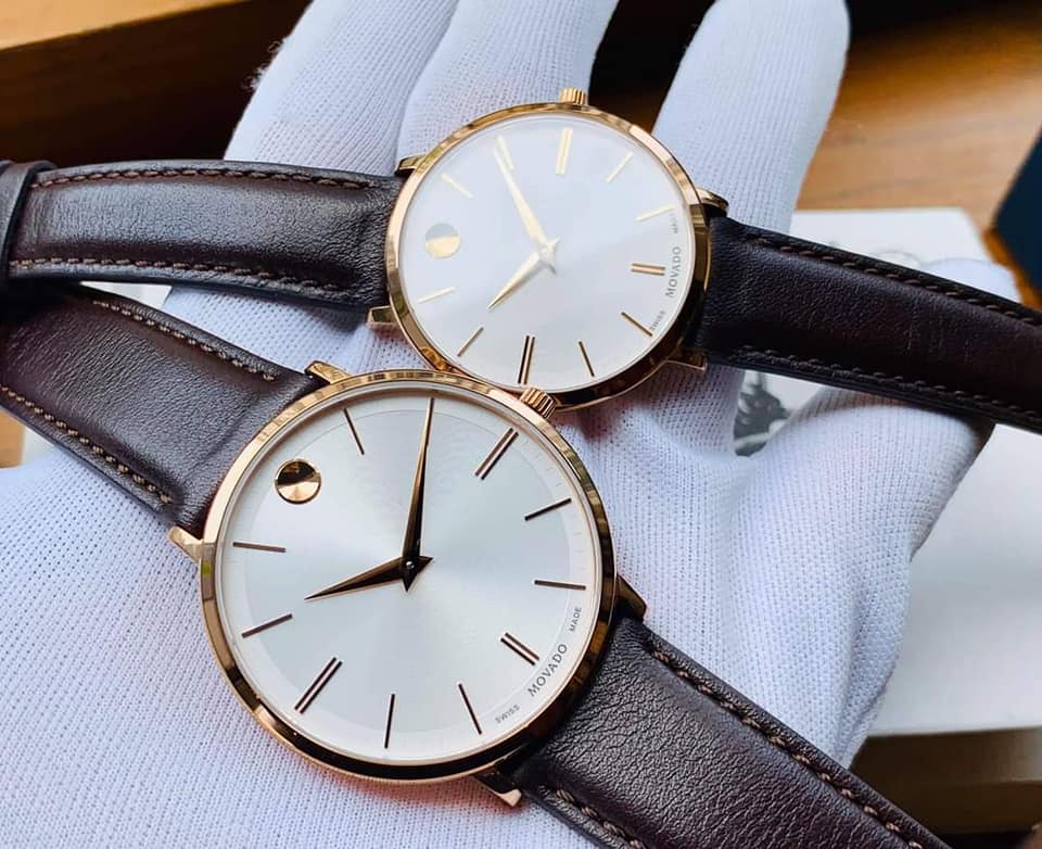  Shop Authentic Movado Ultra Slim White Dial Brown Leather Strap Watch For Men - 0607089 - Luxxuri