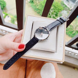  Shop Authentic Movado Ultra Slim Black Dial Black Leather Strap Watch For Women - 0607090 - Luxxuri