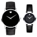 Movado Museum Classic Black Dial Black Leather Strap Watch for Men - 0607194