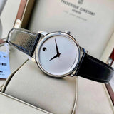  Shop Authentic Movado Museum Silver Dial Black Leather Strap Watch For Women - 2100003 - Luxxuri