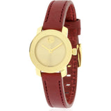  Shop Authentic Movado Bold Gold Dial Brown Leather Strap Watch for Women - 3600437 - Luxxuri