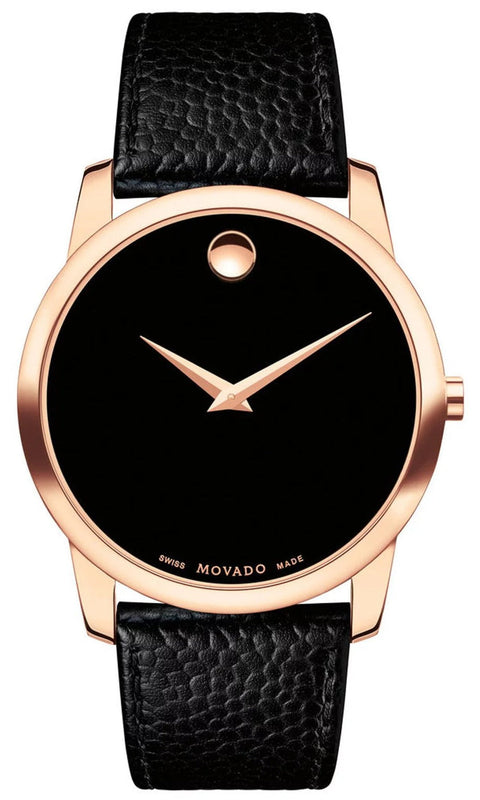  Shop Authentic Movado Museum Classic Black Dial Black Leather Strap Watch For Men - 607060 - Luxxuri