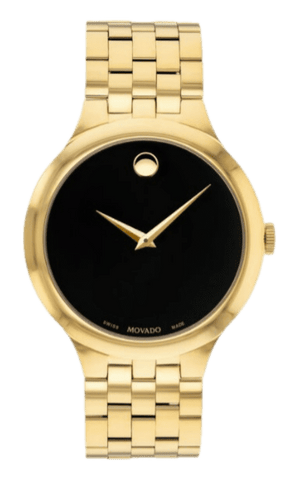  Shop Authentic Movado Veturi Quartz Black Dial Gold Steel Strap Watch for Men - 0606934 - Luxxuri