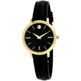  Shop Authentic Movado Ultra Slim Black Dial Black Leather Strap Watch For Women -  0607095 - Luxxuri