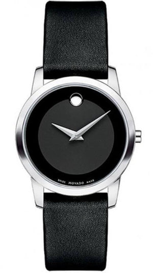  Shop Authentic Movado Museum Classic Black Dial Black Leather Strap Watch For Women - 0606503 - Luxxuri