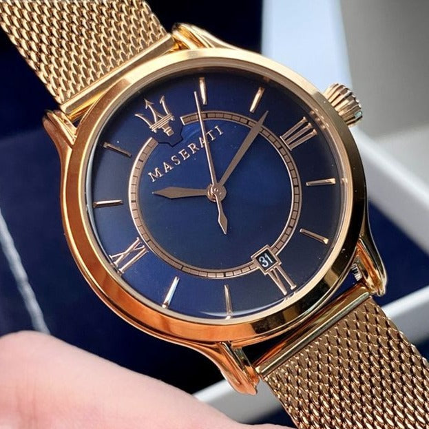  Shop Authentic Maserati Epoca Blue Dial Rose Gold Mesh Strap Watch For Women - R8853118503 - Luxxuri