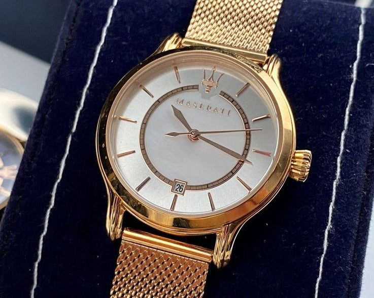  Shop Authentic Maserati Epoca Mother of Pearl Dial Rose Gold Mesh Strap Watch For Women - R8853118506 - Luxxuri