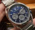  Shop Authentic Maserati Trimarano Chronograph Blue Dial Silver Steel Strap Watch For Men - R8873632004 - Luxxuri