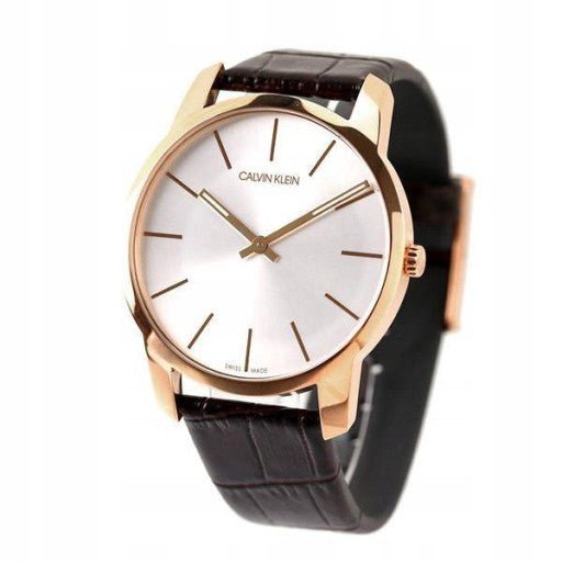  Shop Authentic Calvin Klein City Silver Dial Brown Leather Strap Watch For Men - K2G21629 - Luxxuri