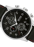  Shop Authentic Hugo Boss Navigator Black Dial Black Leather Strap Watch for Men - 1513535 - Luxxuri