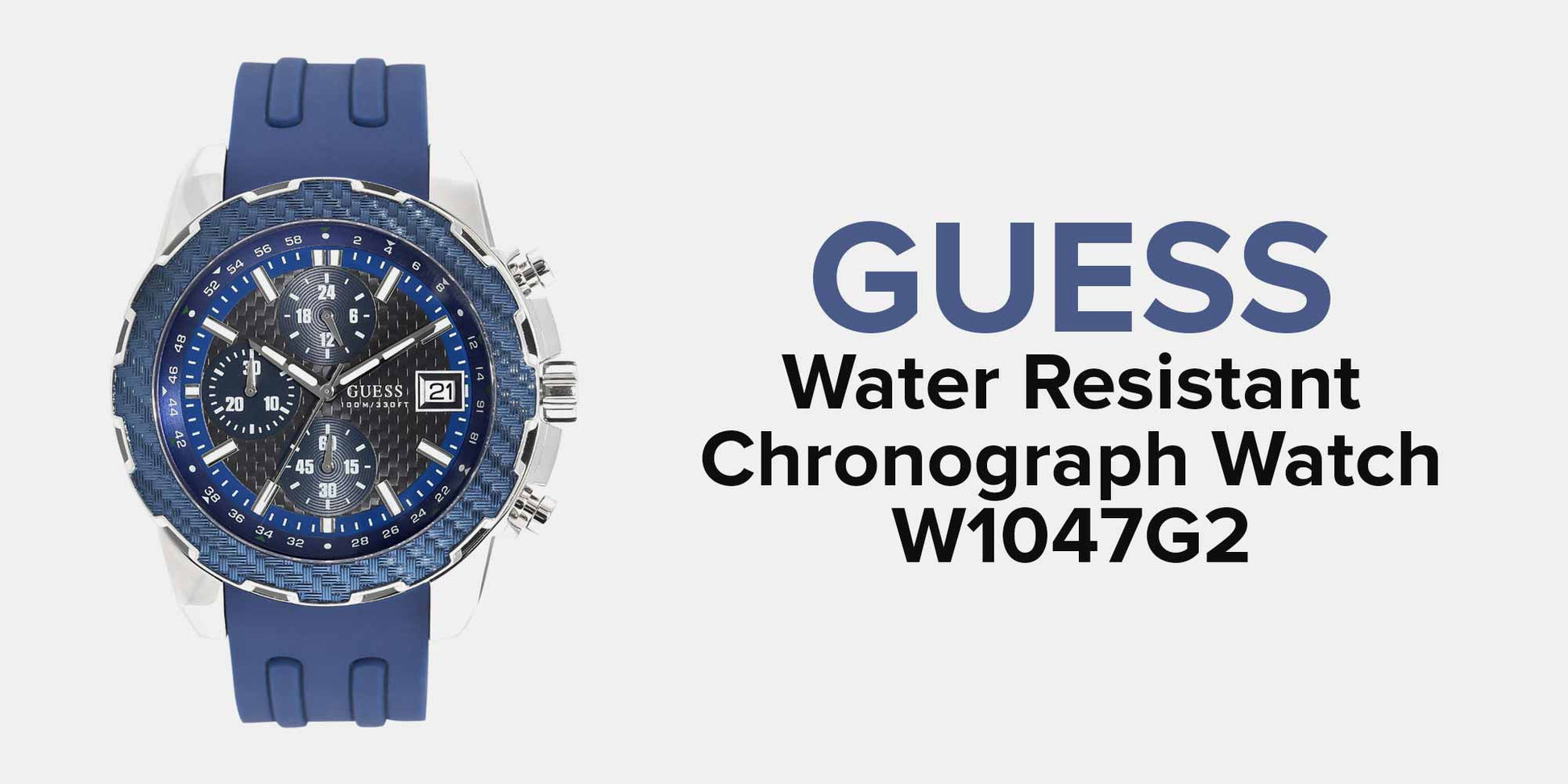 Guess Octane Chronograph Black Dial Blue Rubber Strap Watch For Men - W1047G2